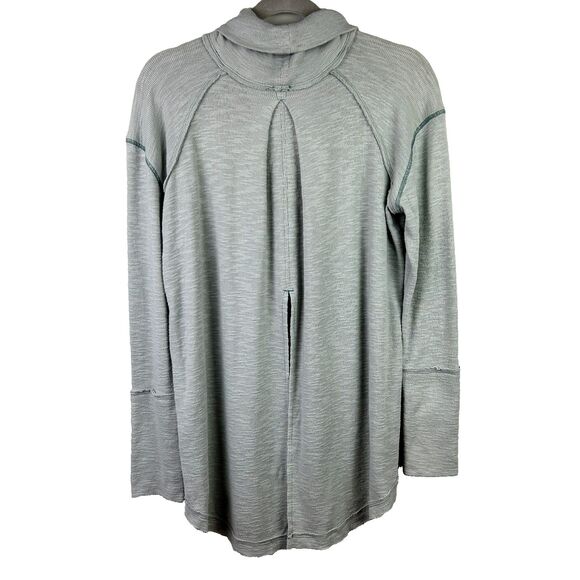 We the Free People Split Back Turtleneck Funnel Neck Split Back Tunic Top Blue M - Picture 6 of 15